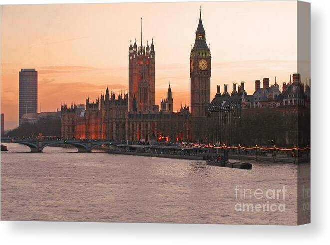 London Canvas Print featuring the photograph London Lights by Ann Horn