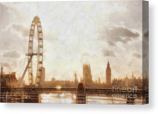 #faatoppicks Canvas Print featuring the painting London skyline at dusk 01 by Pixel Chimp