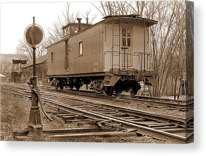 Canaan Union Station Depot Canvas Print featuring the photograph Lone Caboose by Mike Flynn