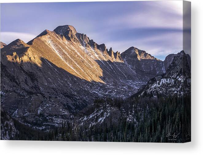 Colorado Canvas Print featuring the photograph Longs Peak Sunset by Aaron Spong