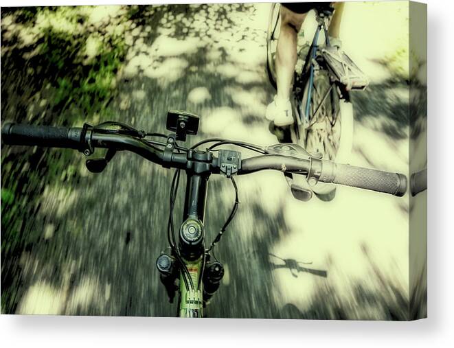 Look Mom No Hands Canvas Print featuring the photograph Look Mom No Hands by Karol Livote