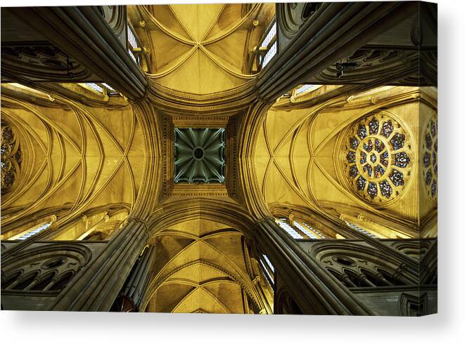 Arch Canvas Print featuring the photograph Looking Up At A Cathedral Ceiling by James Ingham / Design Pics