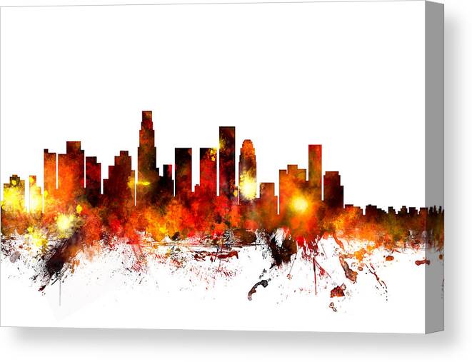 Los Angeles Canvas Print featuring the digital art Los Angeles California Skyline by Michael Tompsett