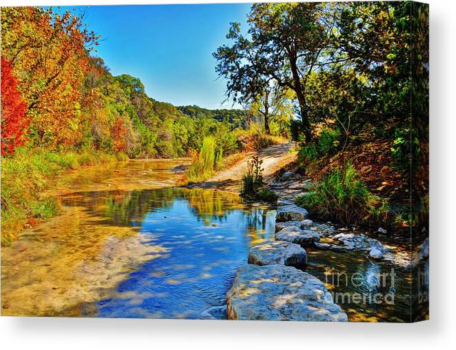 Hint Of Fall Canvas Print featuring the photograph Lost Maples State Natural Area by Savannah Gibbs