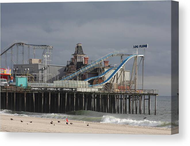 Casino Pier Canvas Print featuring the photograph Lost To Sandy by Laura Wroblewski