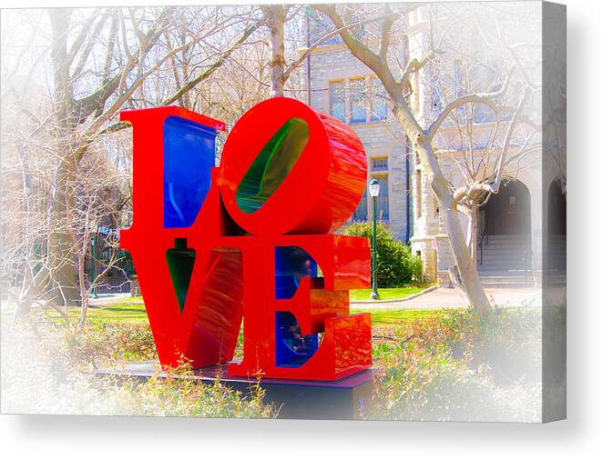 Penn Campus Canvas Print featuring the photograph Love Sculpture - Penn Campus by Louis Dallara