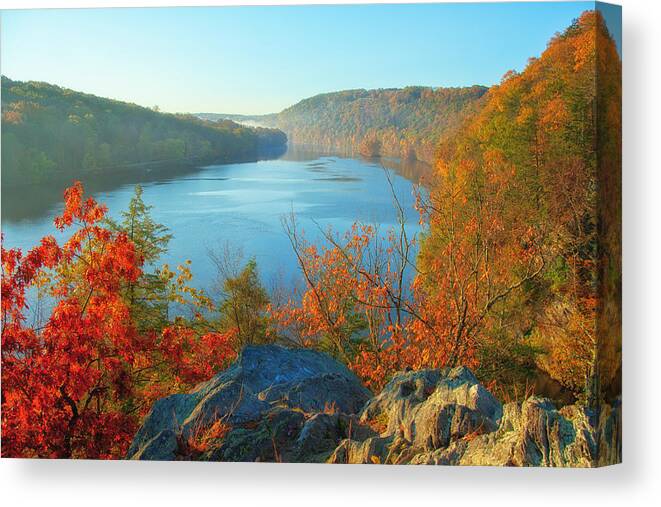 Autumn Canvas Print featuring the photograph Lovers Leap by Karol Livote