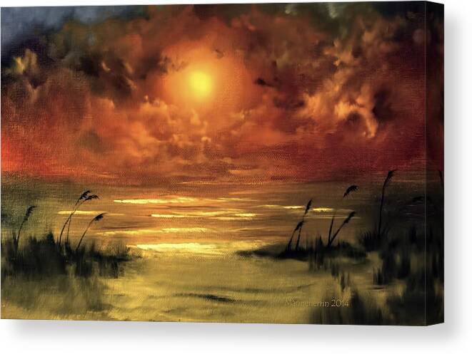 Sunset Canvas Print featuring the painting Lovers Sunset by Melissa Herrin