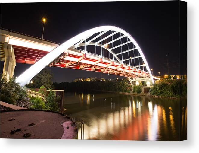 Tranquility Canvas Print featuring the photograph Low Angle View of Gateway Boulevard Bridge in Nashville, Tennessee, USA by Andriy Prokopenko