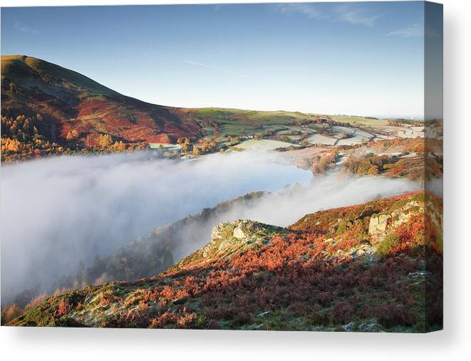 Scenics Canvas Print featuring the photograph Low Mist Over Loweswater In The Lake by Julian Elliott Photography
