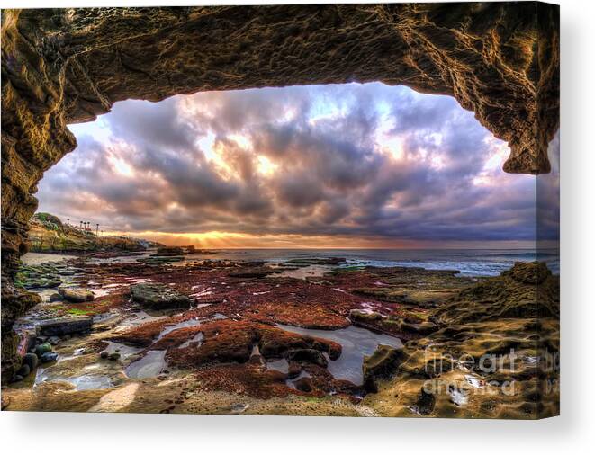 Low Canvas Print featuring the photograph Low Tide Sunset In La Jolla by Eddie Yerkish