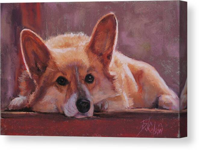 Corgi Canvas Print featuring the painting Lucy by Billie Colson