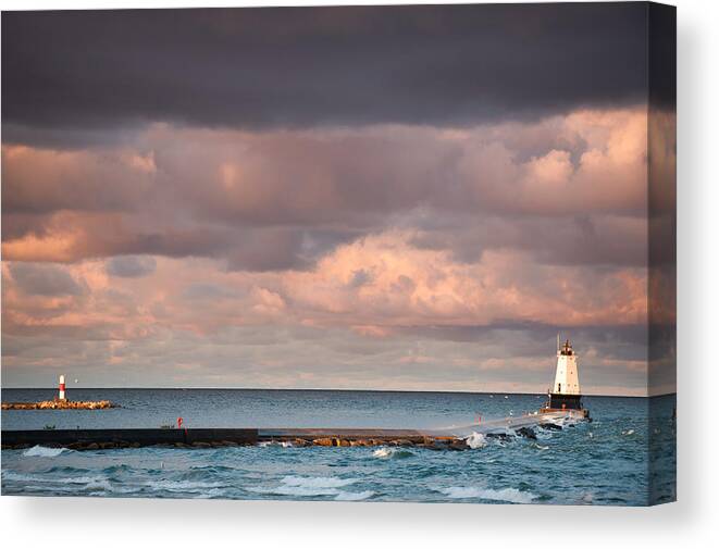 Clouds Canvas Print featuring the photograph Ludington by Sebastian Musial