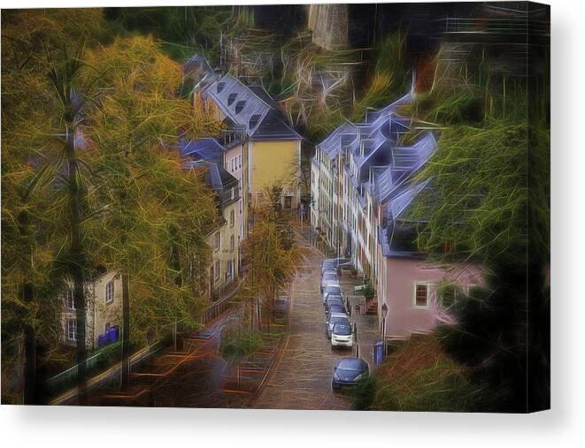Glowing Canvas Print featuring the photograph Luxembourg - Grund by Maciej Markiewicz