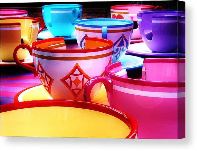 Disneyland Canvas Print featuring the photograph Mad Tea Party by Benjamin Yeager
