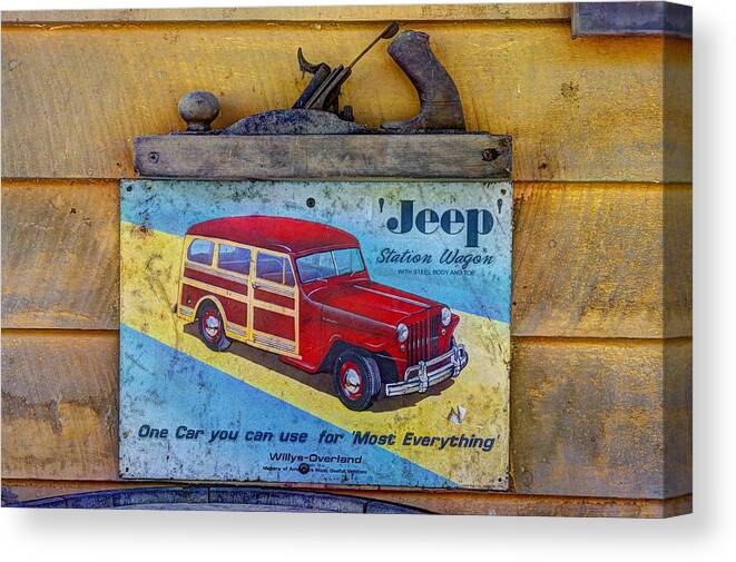 Willys Canvas Print featuring the photograph Made of Steel Not of Wood - The Willys - Overland Jeep Station Wagon by Michael Mazaika