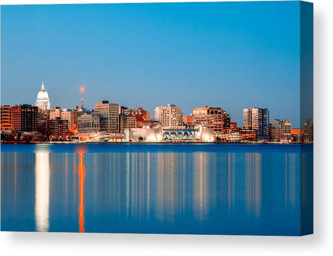 Madison Canvas Print featuring the photograph Madison Skyline by Todd Klassy