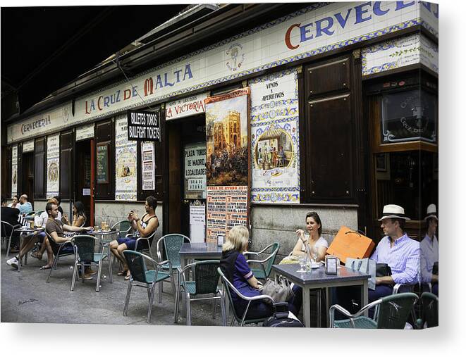 Madrid Canvas Print featuring the photograph Madrid Cafe 2014 by Madeline Ellis