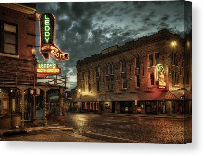  Fort Worth Canvas Print featuring the photograph Main and Exchange by Joan Carroll