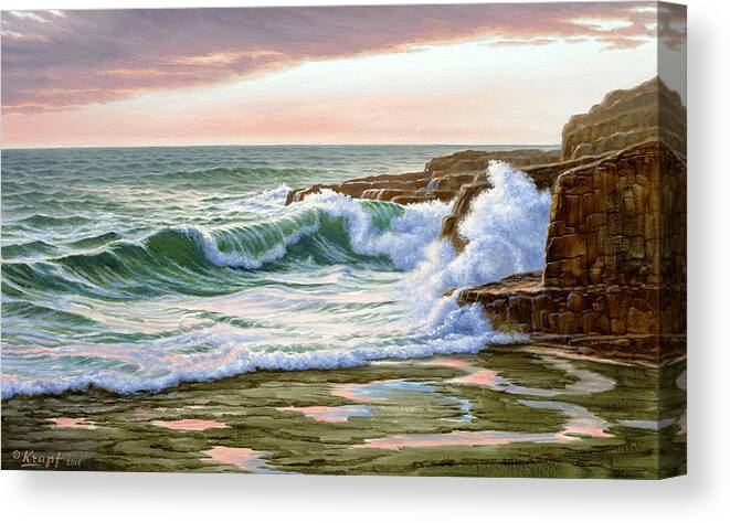 Surf Canvas Print featuring the painting Maine Coast Morning by Paul Krapf