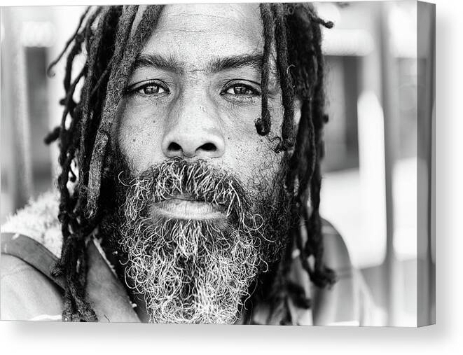 Problems Canvas Print featuring the photograph Man With Dreadlocks by Rapideye