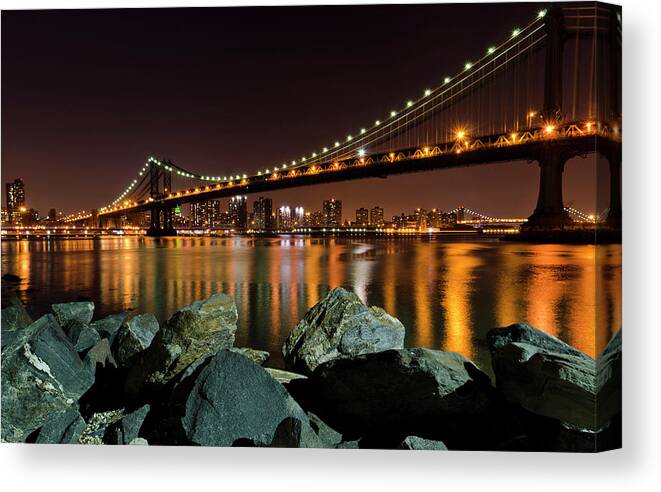 Scenics Canvas Print featuring the photograph Manhattan Bridge And Lower Eastside by Www.ferpectshotz.com