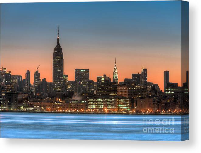 Clarence Holmes Canvas Print featuring the photograph Manhattan Skyline and Pre-Sunrise Sky I by Clarence Holmes