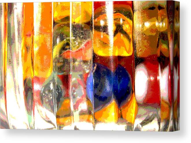 Marbles Canvas Print featuring the photograph Marbles in a glass bowl by Mary Bedy