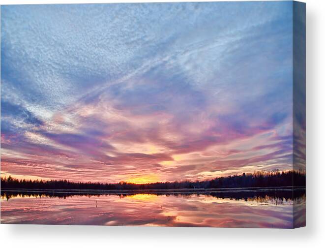 Sunset Canvas Print featuring the photograph March Sunset at Whitesbog by Beth Venner