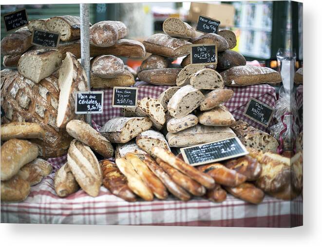 Bakery Canvas Print featuring the photograph Market bread by Mary Gaudin