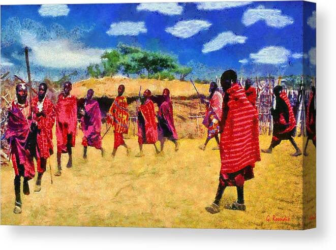 Rossidis Canvas Print featuring the painting Masai dance by George Rossidis