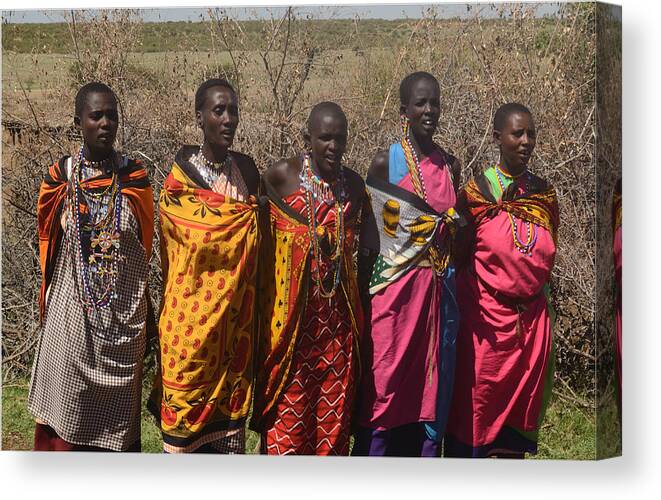 Colorful Canvas Print featuring the photograph Masai Women Chorus by Tom Wurl