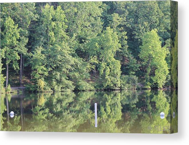 Reflections Canvas Print featuring the photograph McKamey Lake Serenity by Robin Vargo