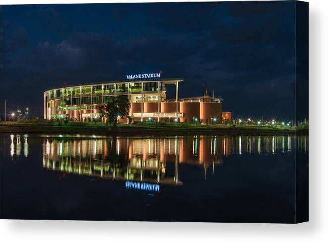 Baylor Canvas Print featuring the photograph McLane Stadium At Night by Todd Aaron