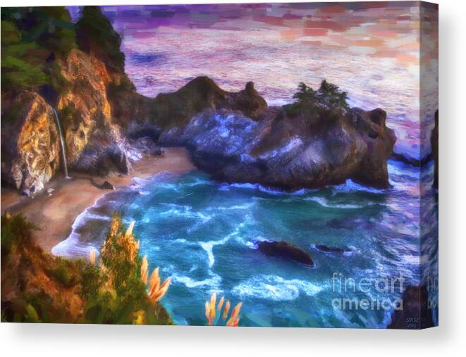 Big Sur Canvas Print featuring the painting McWay Falls by David Millenheft