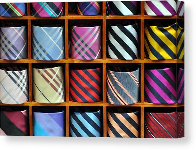 Menswear Canvas Print featuring the photograph Mens Neckties by Deborah Lynn Guber