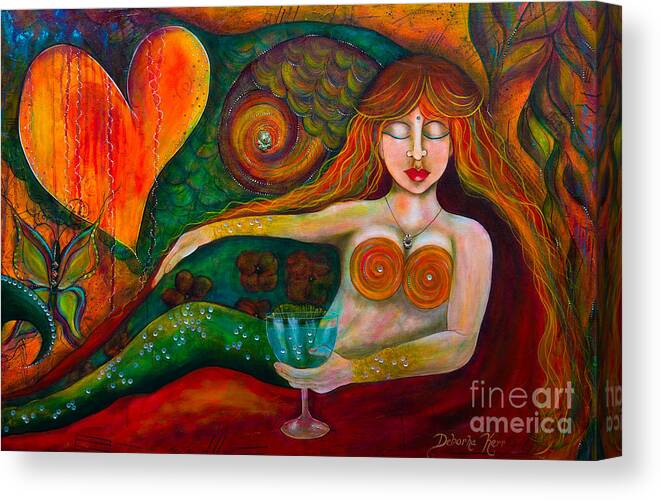 Mermaid Art Canvas Print featuring the painting Mermaid Musing by Deborha Kerr