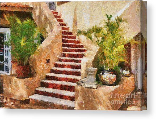 Stairs Canvas Print featuring the digital art Mexican Impression 2 by Teresa Zieba