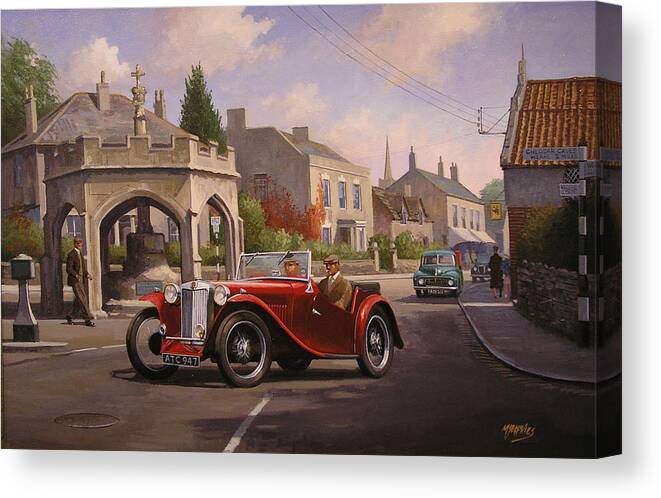 Mg Canvas Print featuring the painting MG TC Sports car by Mike Jeffries