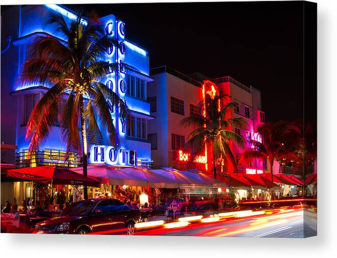 Florida Canvas Print featuring the photograph Miami Beach Ocean Drive by Stefan Mazzola