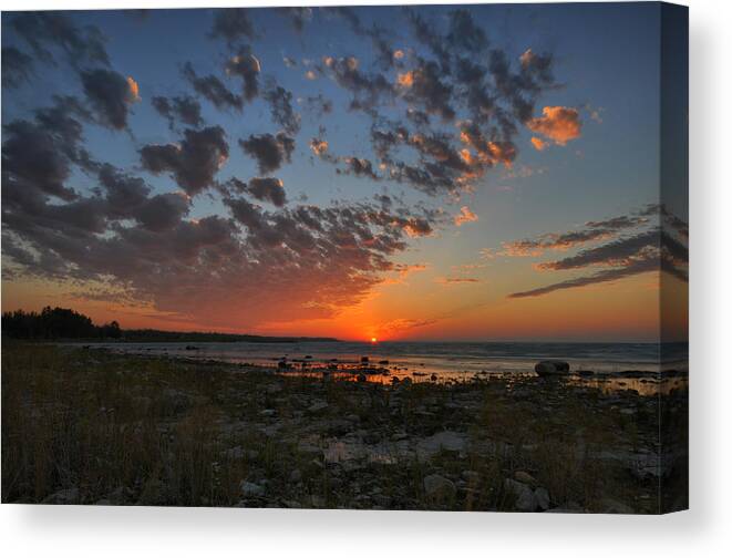 Lake Michigan Canvas Print featuring the photograph Michigan Sunset by Russell Todd