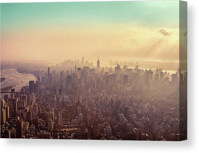 Outdoors Canvas Print featuring the photograph Midtown Manhattan At Dusk by Matthias Haker Photography