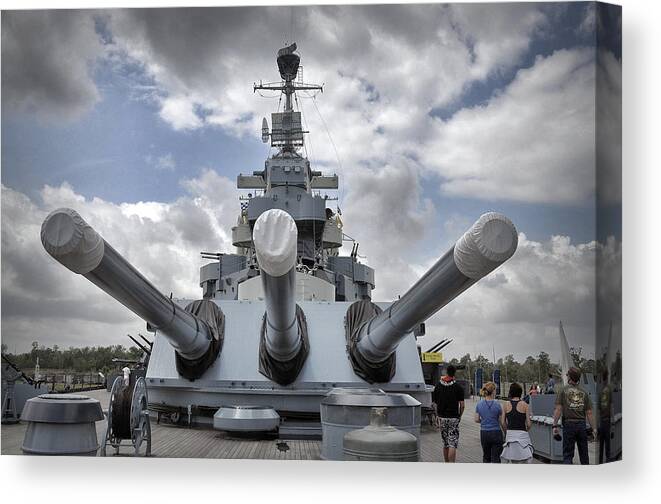 Uss North Carolina Battleship Canvas Print featuring the photograph Mighty Guns USS North Carolina by Phil Mancuso