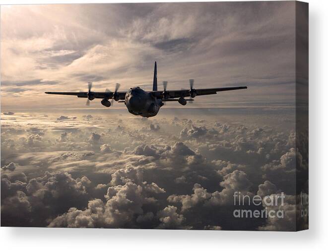 Lockheed Canvas Print featuring the digital art Mighty Hercules by Airpower Art