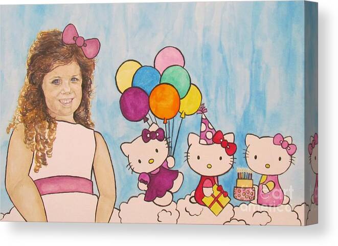 Mika Canvas Print featuring the painting Mika Hello Kitty by Tamir Barkan
