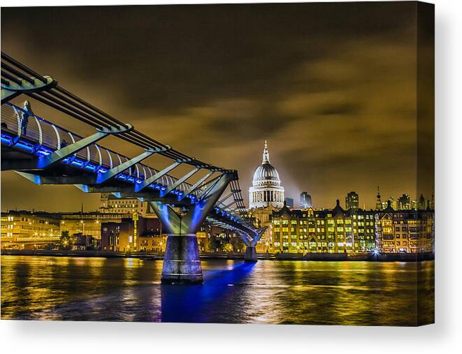 London Canvas Print featuring the photograph Millennium Bridge with St pauls by Ian Hufton