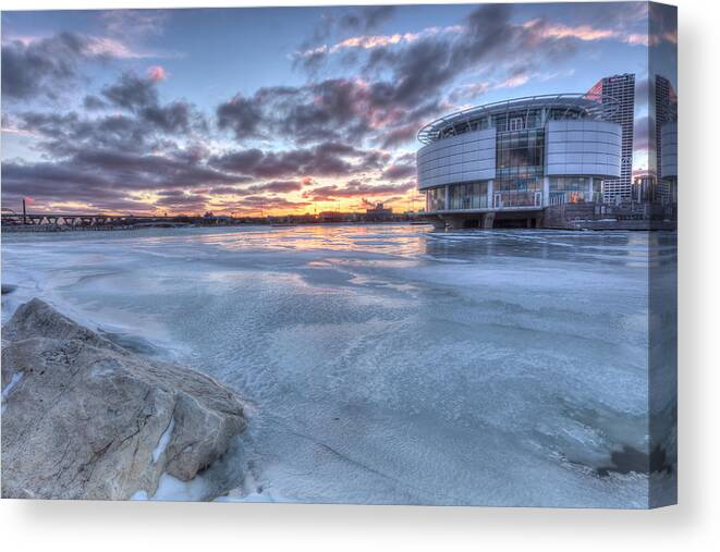 Lakefront Canvas Print featuring the photograph Milwaukee Sunset by Paul Schultz