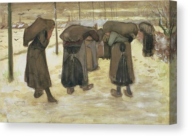 Workers Canvas Print featuring the painting Miners Wives Carrying Sacks Of Coal by Vincent van Gogh