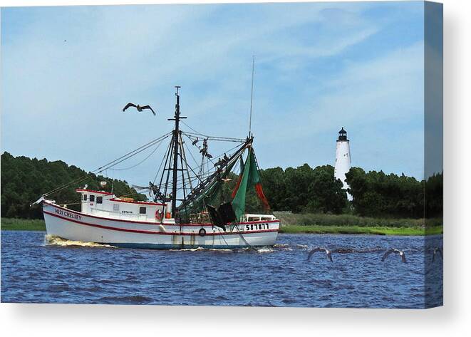 Lighthouse Canvas Print featuring the photograph Miss Chelsey at the Light by Deborah Smith