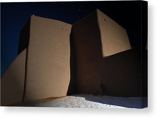 Architecture Canvas Print featuring the photograph Mission in Moonlight by Glory Ann Penington